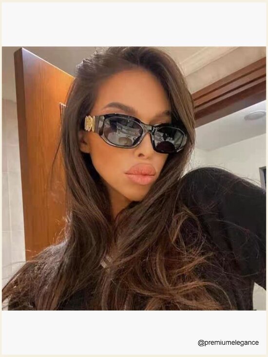 Retro 90s Rectangle Sunglasses Narrow Square Unisex UV400 main image 5